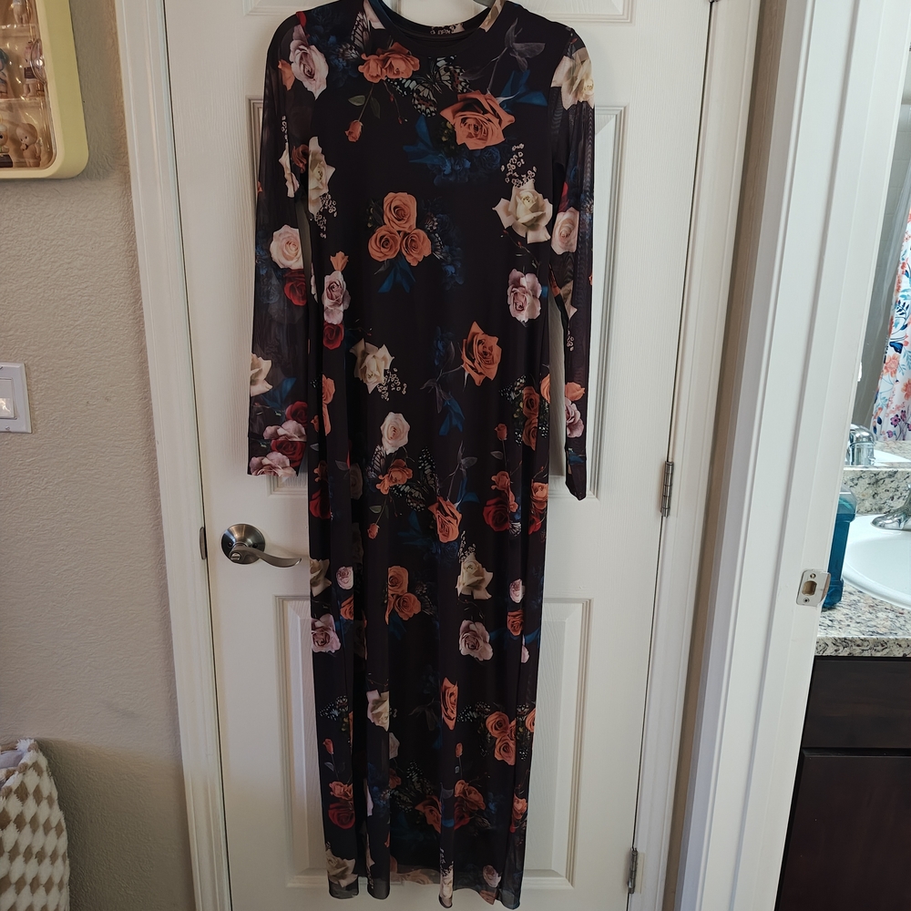 AFRM Dark Floral Long Sleeve Dress